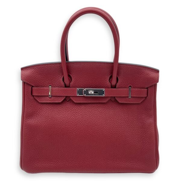 Birkin 30 Red in Clemence, Palladium hardware