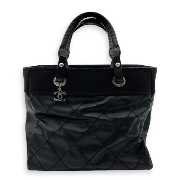 Biarritz Tote Bag Black in Coated Canvas, Silver hardware