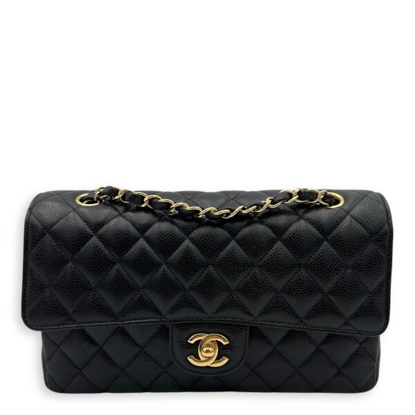 Classic Shoulder Bag Black in Caviar Leather, Gold hardware