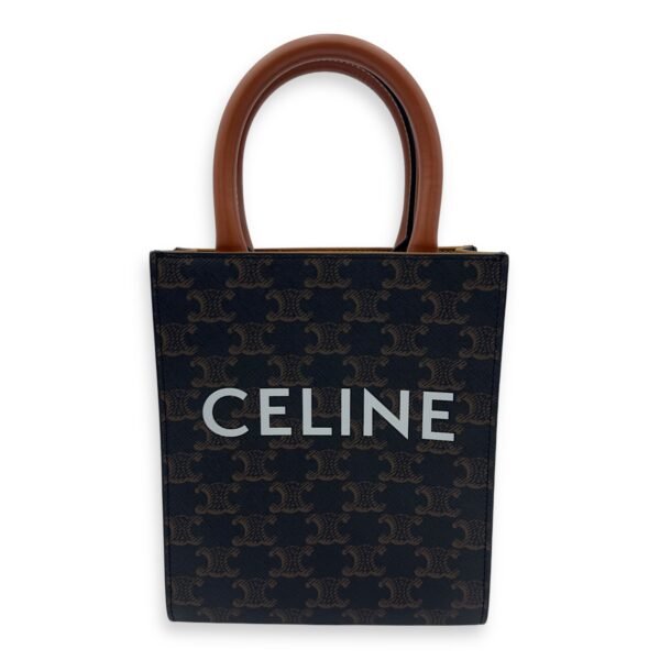 Cabas Triomphe Vertical Top Handle Bag Brown in Coated Canvas