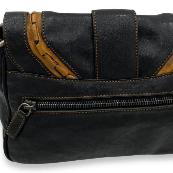 Gaucho Black Crossbody Bag in Calfskin, Ruthenium hardware - Image 12
