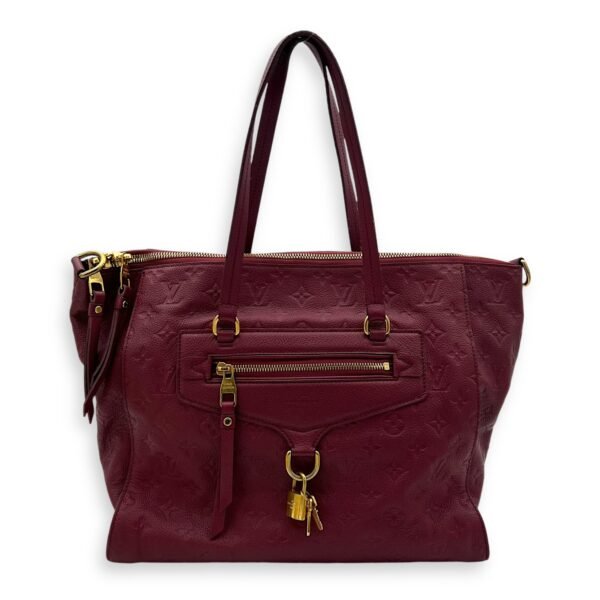 Lumineuse PM Red Tote Bag in Empreinte Leather, Gold hardware