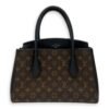 Florine Brown Top Handle Bag in Canvas, Gold hardware