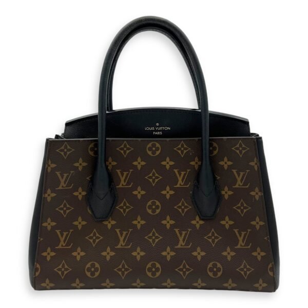Florine Brown Top Handle Bag in Canvas, Gold hardware