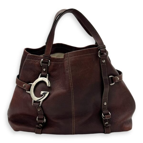 GG Tote Bag Brown in Calfskin, Silver hardware