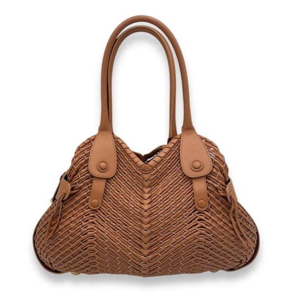 Gancine Shoulder Bag Mini Brown in Calfskin, Gold hardware