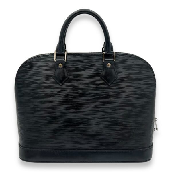 Alma PM Black Top Handle Bag in Epi Leather, Silver hardware