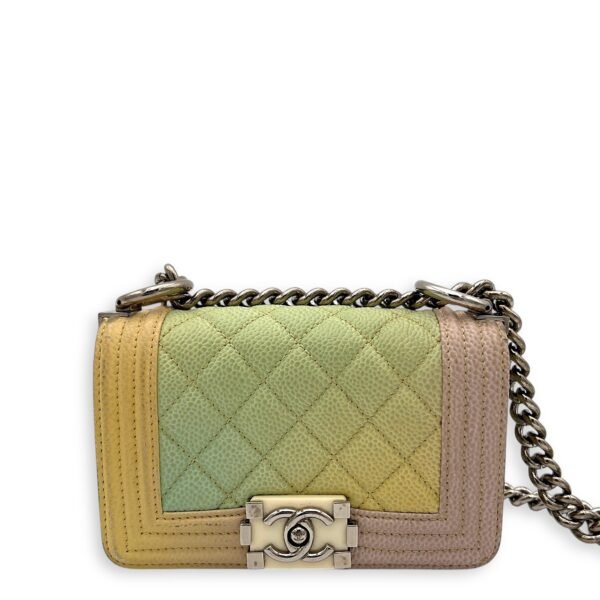 Boy Mini Multi-colour Shoulder Bag in Caviar Leather, Silver hardware