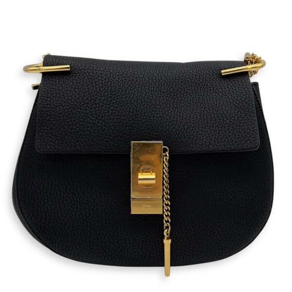 Drew Crossbody Bag Black in Calfskin, Gold hardware