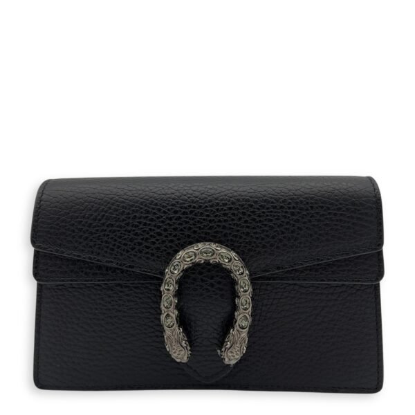 Dionysus Crossbody Bag Super Mini Black in Calfskin, Silver hardware