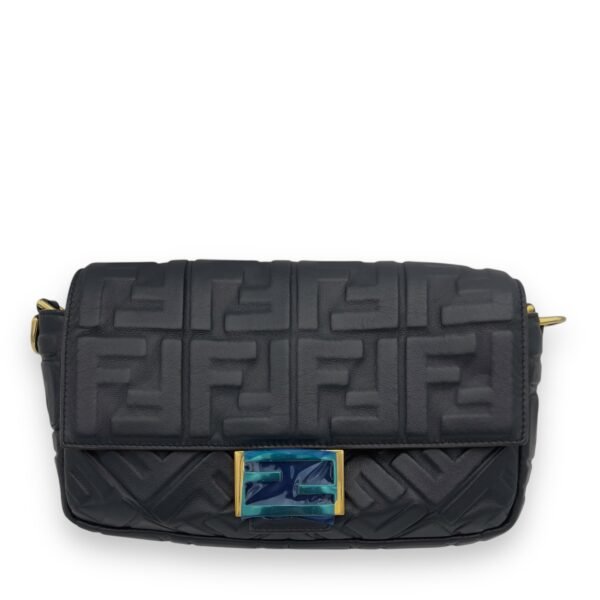 Baguette Blue Shoulder Bag in Calfskin, Gold hardware