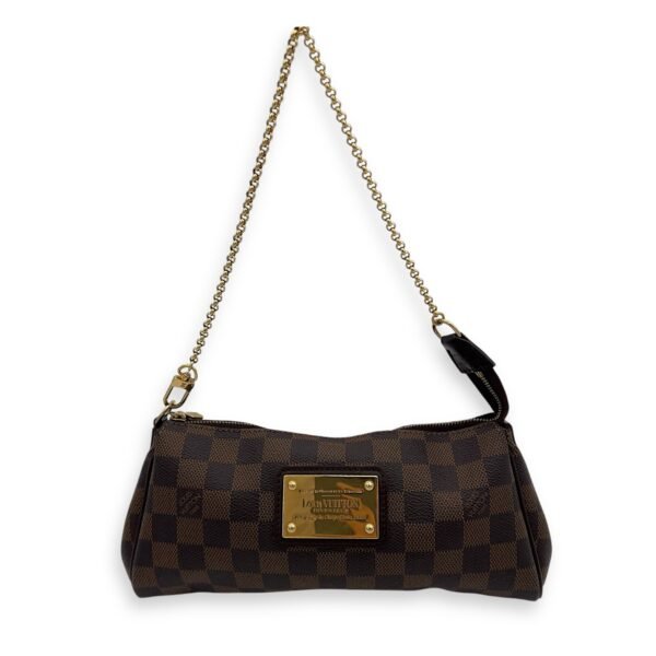 Eva Shoulder Bag Brown in Coated Canvas, Gold hardware