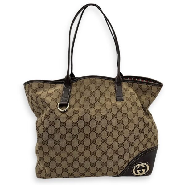 GG Tote Bag Brown in Canvas, Gold hardware