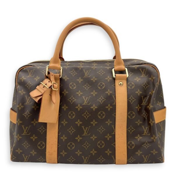 Carryall Travel Brown Top Handle Bag in Monogram Coated Canvas, Gold hardware