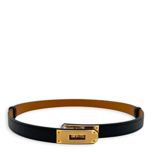 Kelly 18 Noir Belt in Epsom, Gold hardware