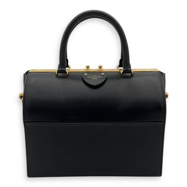 boston Top Handle Bag Black in Calfskin, Gold hardware