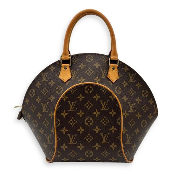 Ellipse Top Handle Bag Brown in Monogram Coated Canvas, Gold hardware