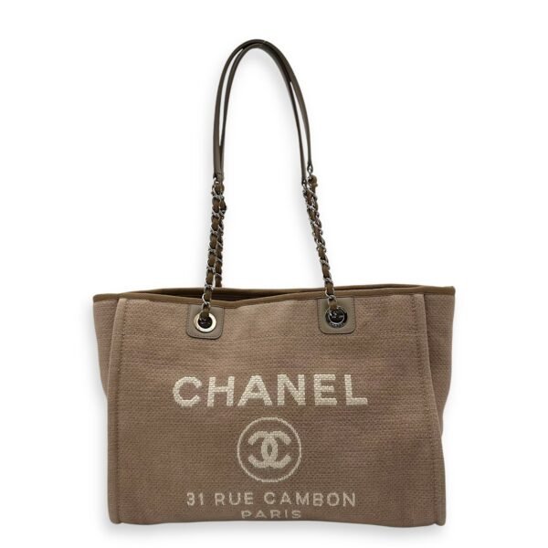 Deauville Tote Bag Brown in Canvas, Silver hardware