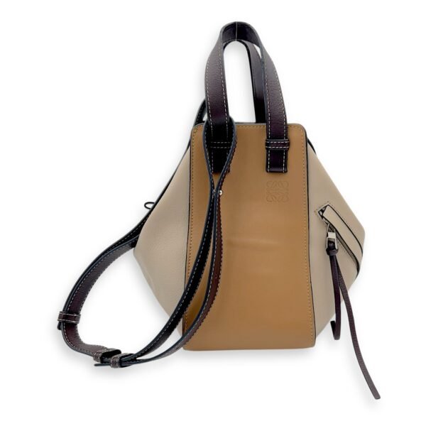 Hammock Small Brown Shoulder Bag in Calfskin, Silver hardware