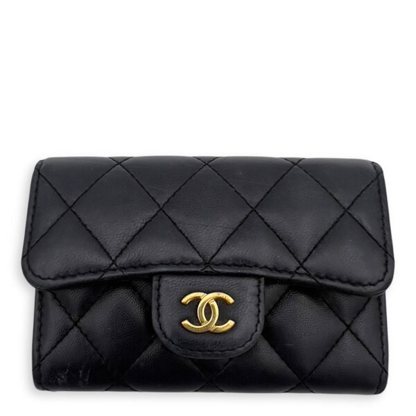 Classic Wallet Black in Lambskin, Gold hardware