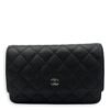 CC Wallet On Chain Black in Caviar Leather, Silver hardware
