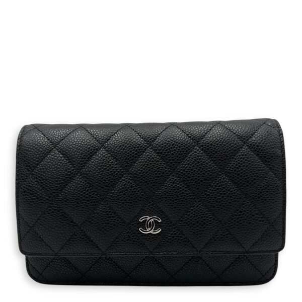 CC Wallet On Chain Black in Caviar Leather, Silver hardware - Image 21