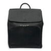Flap Backpack Black in Calfskin, Silver hardware