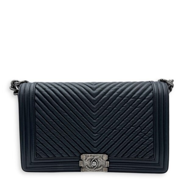 Boy Shoulder Bag Black in Lambskin, Gold hardware