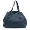 Intrecciato Shoulder Bag Blue in Lambskin, Ruthenium hardware