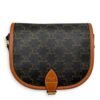 Folco Shoulder Bag Brown in Coated Canvas, Gold hardware