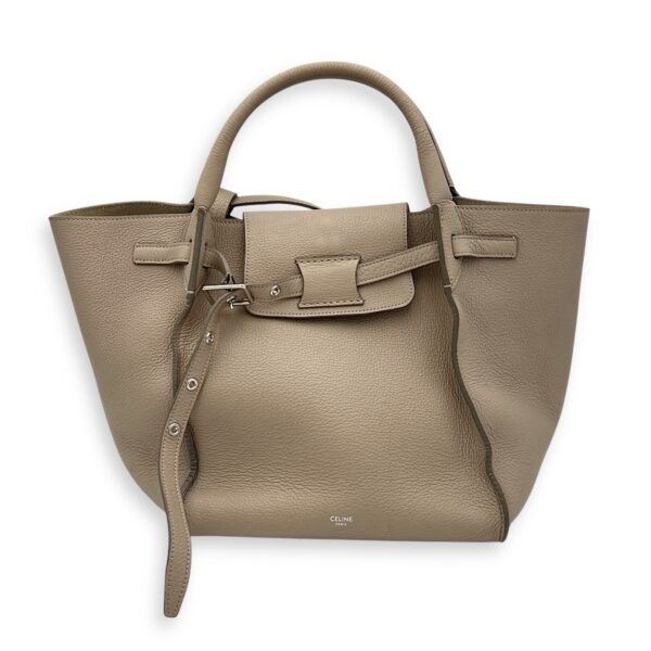 Big Top Handle Bag Grey in Calfskin, Silver hardware