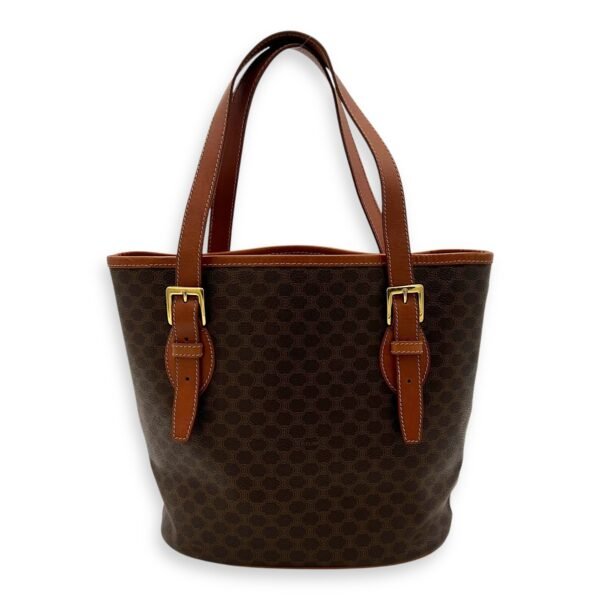 Macadam Tote Bag Brown in Coated Canvas, Gold hardware