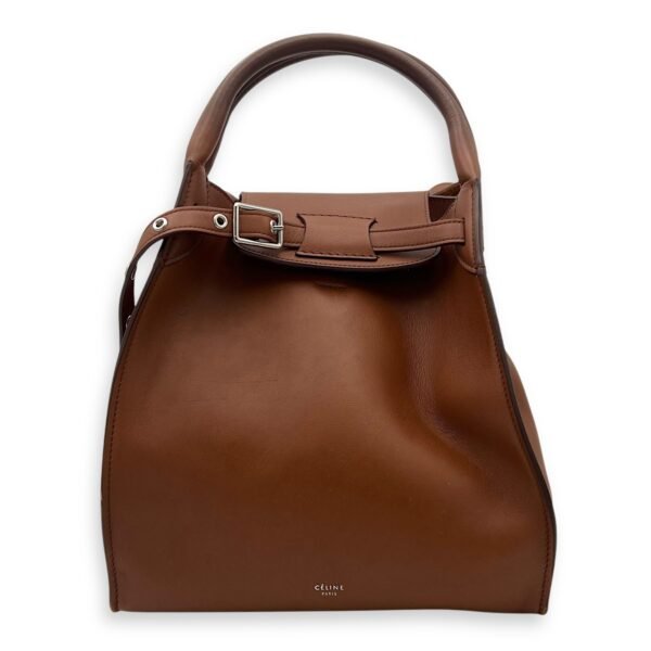 Big Top Handle Bag Brown in Calfskin, Silver hardware
