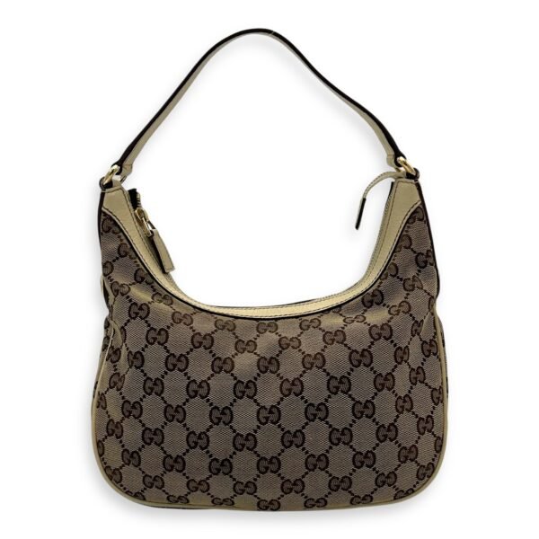 GG Shoulder Bag Brown in Canvas, Gold hardware