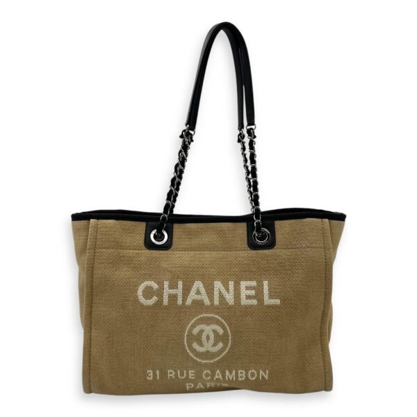 Deauville Tote Bag Beige in Canvas, Silver hardware