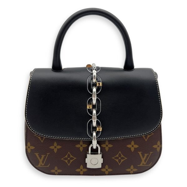 Chain It Top Handle Bag Brown in Monogram Coated Canvas, Silver hardware