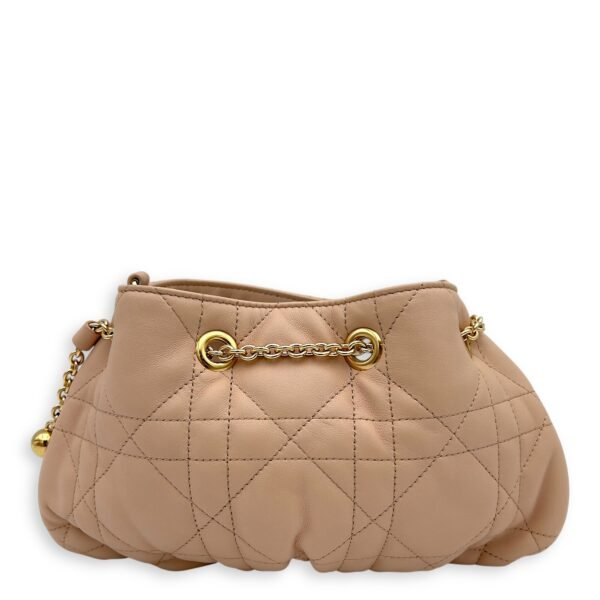 Ammi Chain Shoulder Bag Beige in Lambskin, Gold hardware