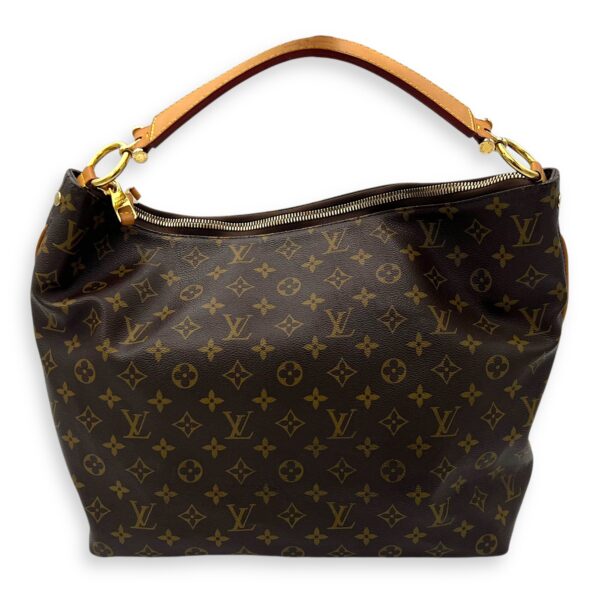 Sully MM Brown Top Handle Bag in Monogram Coated Canvas, Gold hardware