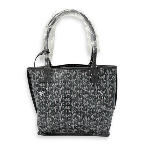 Anjou Tote Bag Grey in Coated Canvas, Silver hardware