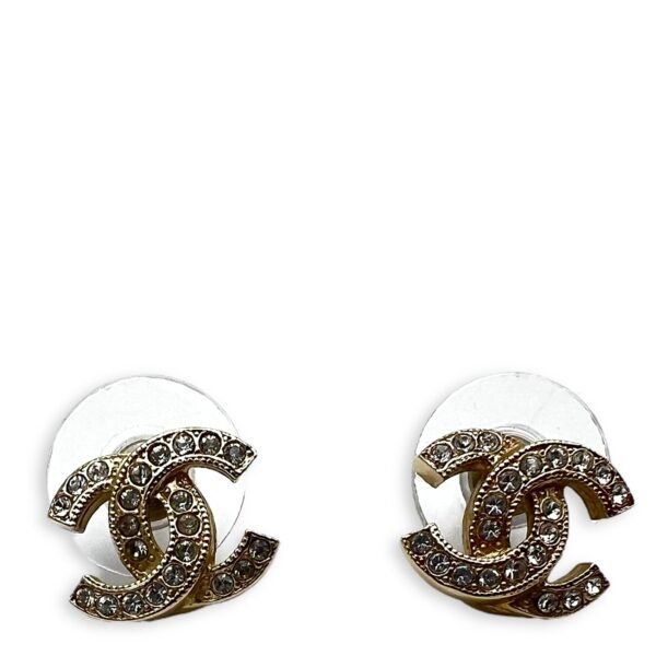 CC Earrings Gold in Crystal, Gold hardware