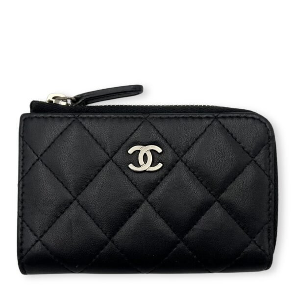 CC Wallet Black in Lambskin, Silver hardware