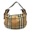 Glitter House Check Brown Shoulder Bag in Canvas, Silver hardware