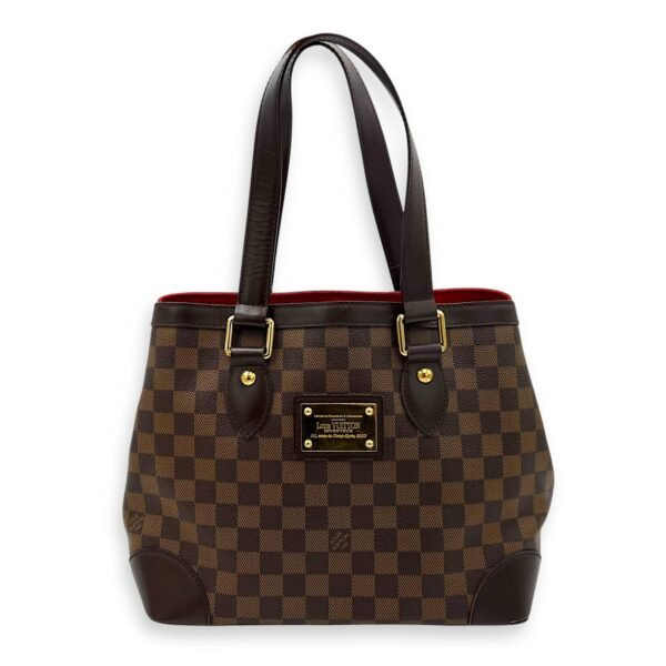 Hampstead Top Handle Bag PM Brown in Coated Canvas, Gold hardware