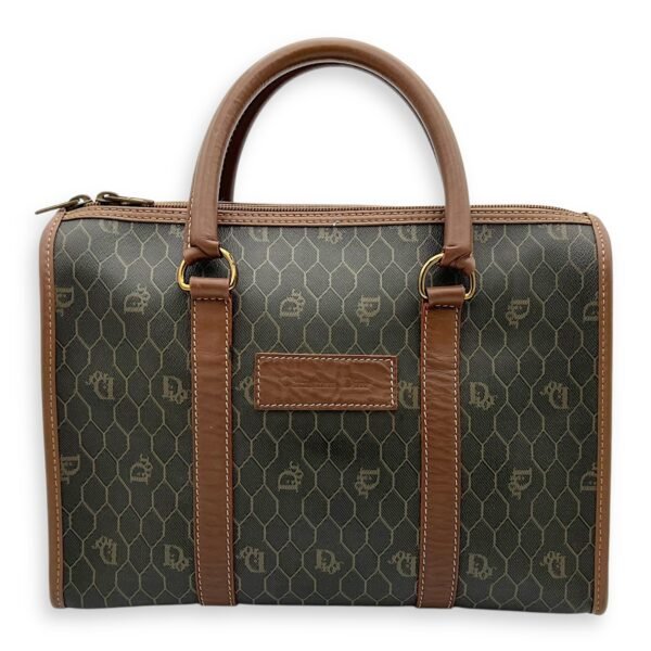 Honeycomb  Top Handle Bag Brown in Coated Canvas, Gold hardware