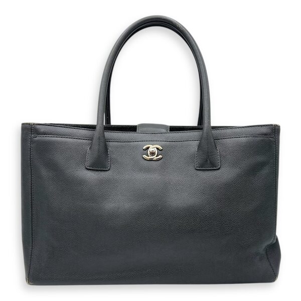 Executive Perf Top Handle Bag Grey in Calfskin, Silver hardware