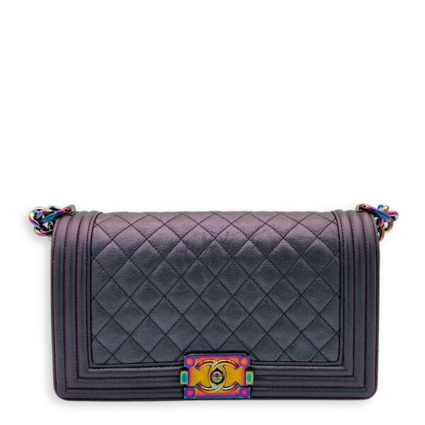 Boy Medium Iridescent Shoulder Bag in Goat Leather, Iridescent hardware