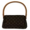 Looping Mini Brown Shoulder Bag in Monogram Coated Canvas, Gold hardware