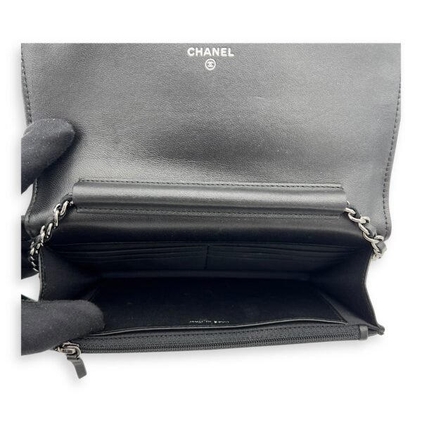 CC Black Wallet On Chain in Lambskin, Silver hardware - Image 6