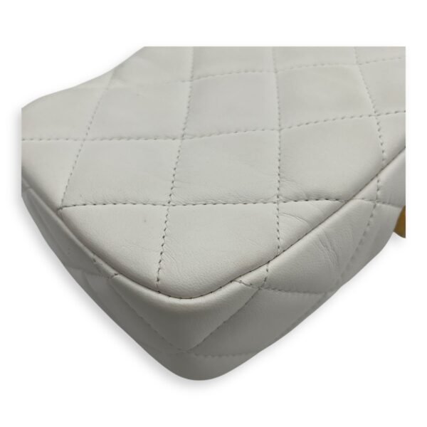 CC Camera Crossbody Bag White in Lambskin, Gold hardware - Image 12