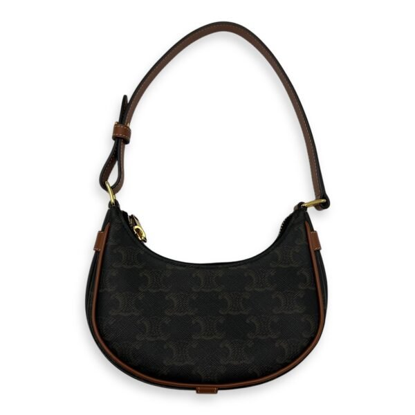Ava Mini Brown Shoulder Bag in Coated Canvas, Gold hardware